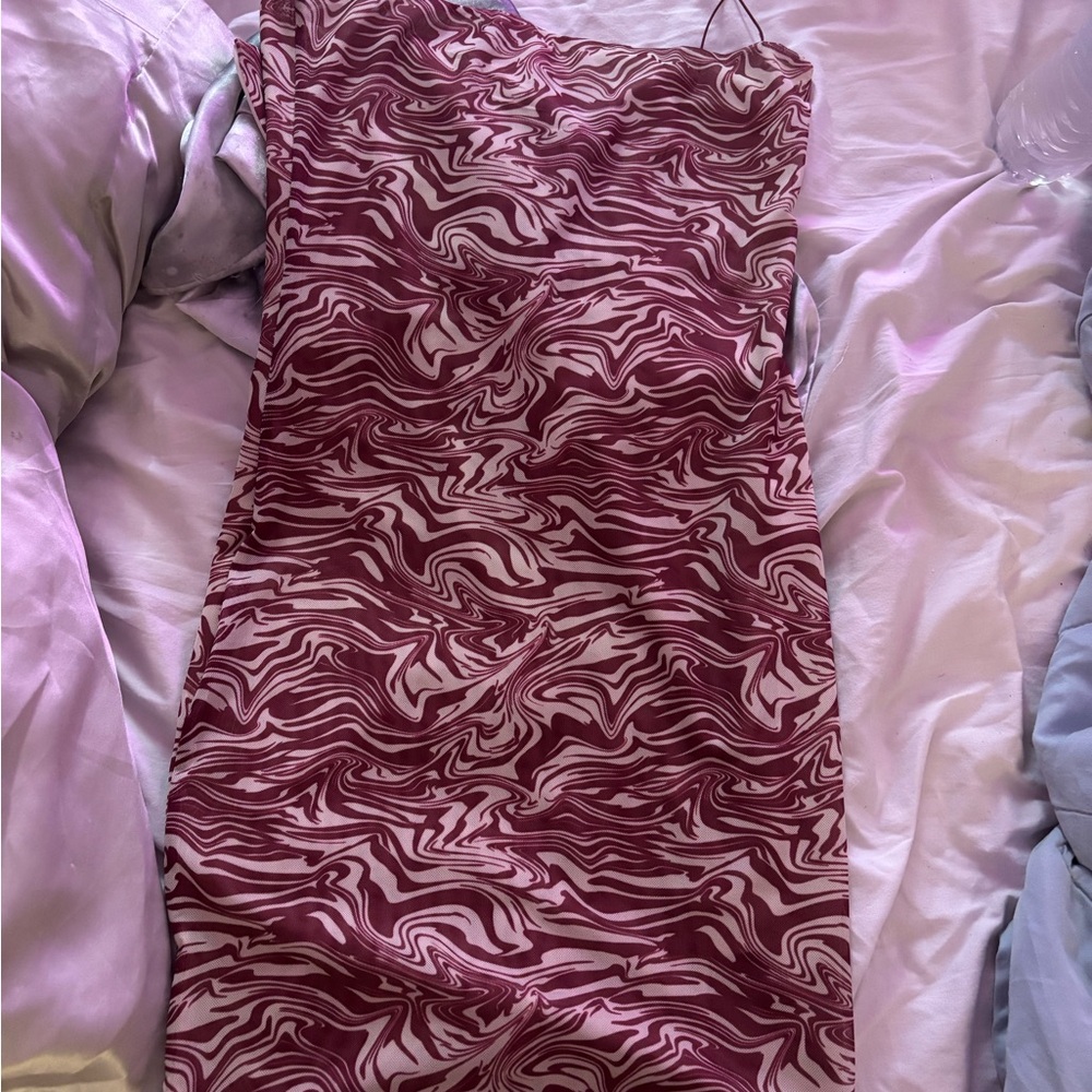 Meshki Red Ruched Bodycon Dress Spaghetti Strap
